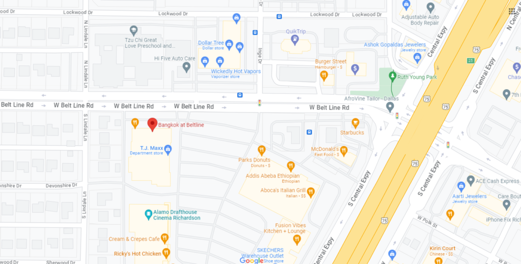 Map to Bangkok at Beltline in Richardson