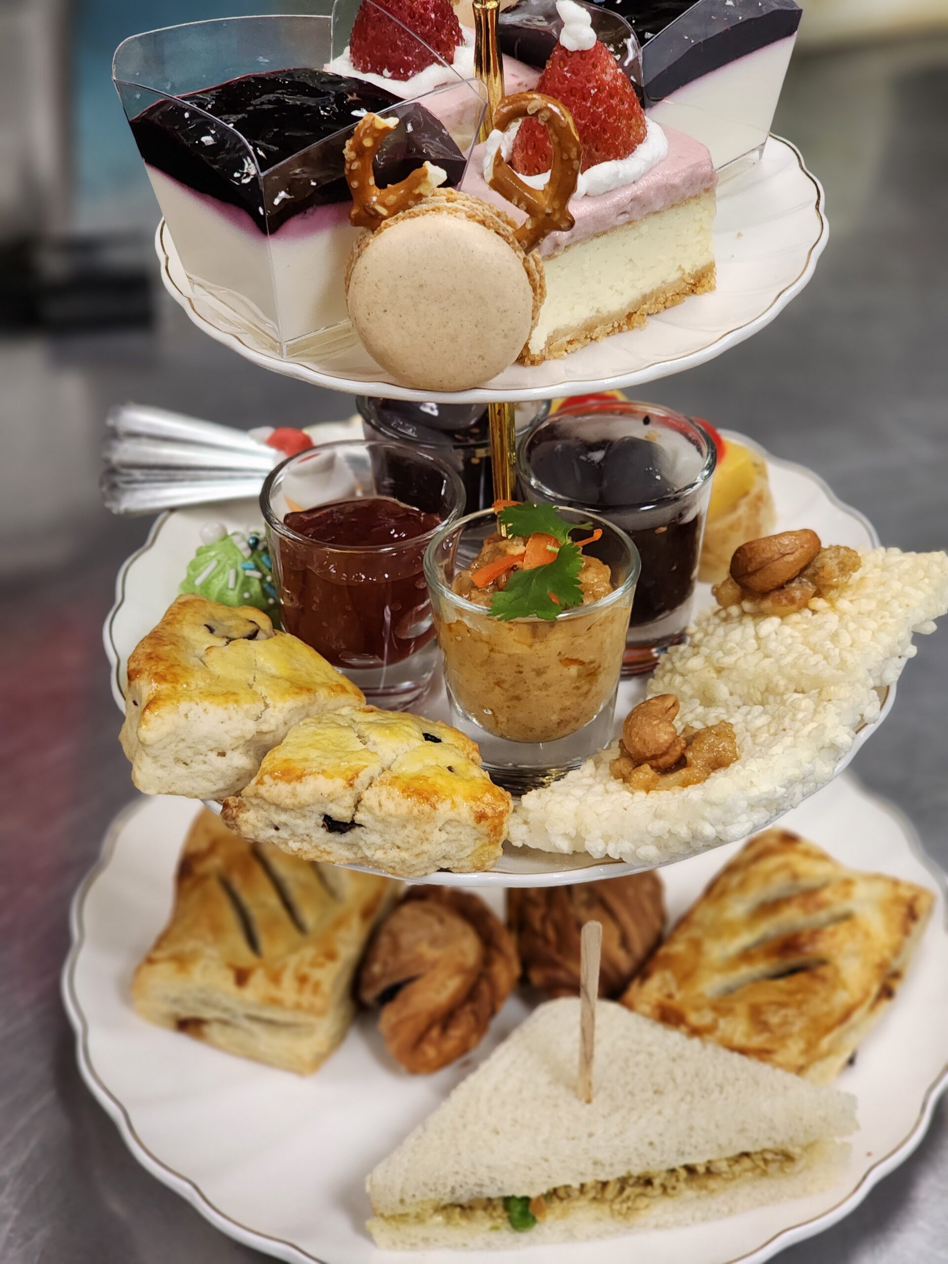 Thai Afternoon Tea tiered sweets and savories